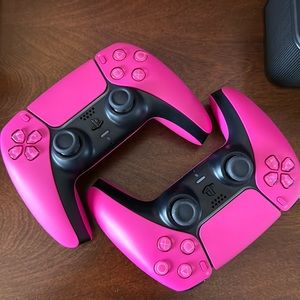 Playstation 5 DualSense Nova Pink Controllers w/ Matching Stands